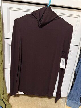 AG Adriano Goldschmied Brown Turtleneck Top Size S NWT | Long Sleeve Luxe Basic